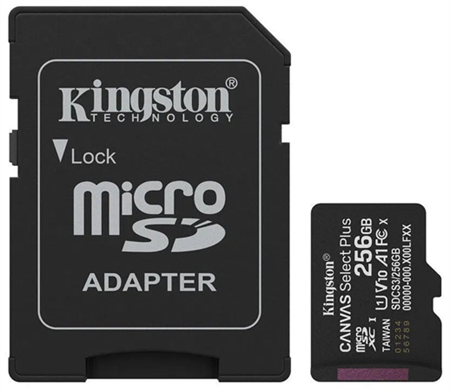 KINGSTON Canvas Select Plus Gen3 256GB microSDXC / A1 / up to 150MB/s / vč. adaptéru