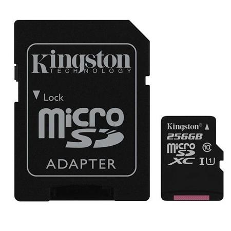 KINGSTON microSDXC 256GB Canvas Select Plus A1 C10 Card (čtení 100 MB/s, zápis 85MB/s) + SD adaptér