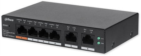 PoE switch 6/4, 100 Mb 4x PoE/2x LAN, 60W