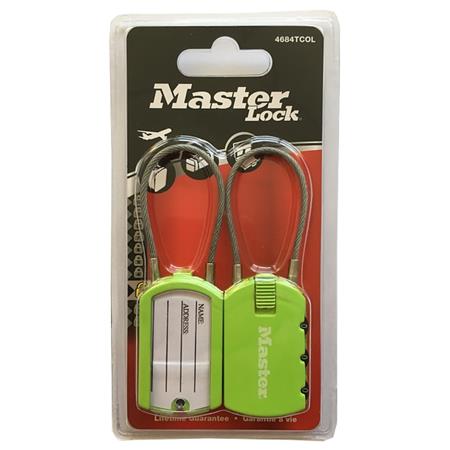Visací zámek pro zavazadla Master Lock - zelený (2 ks / blistr)